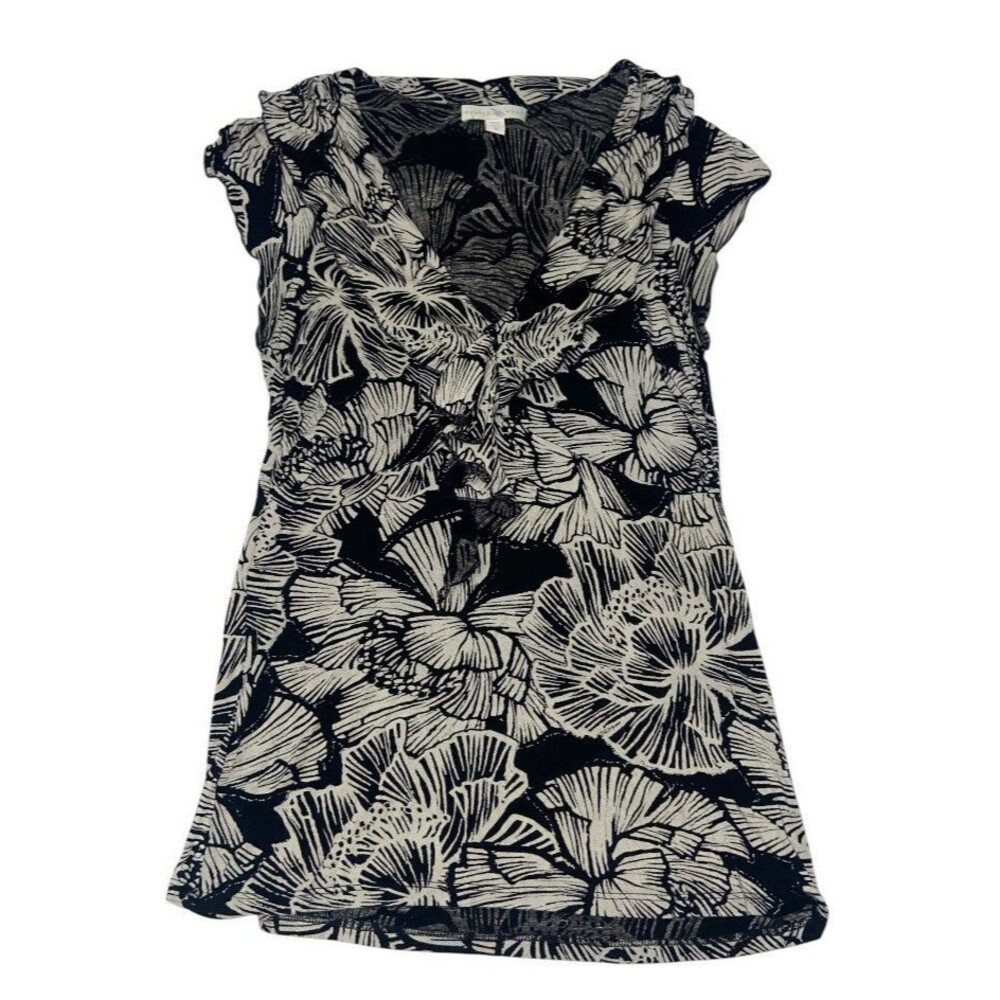 Anthropologie Weston Wear Blouse Medium Floral Top Cap Sleeve Boho Flounced